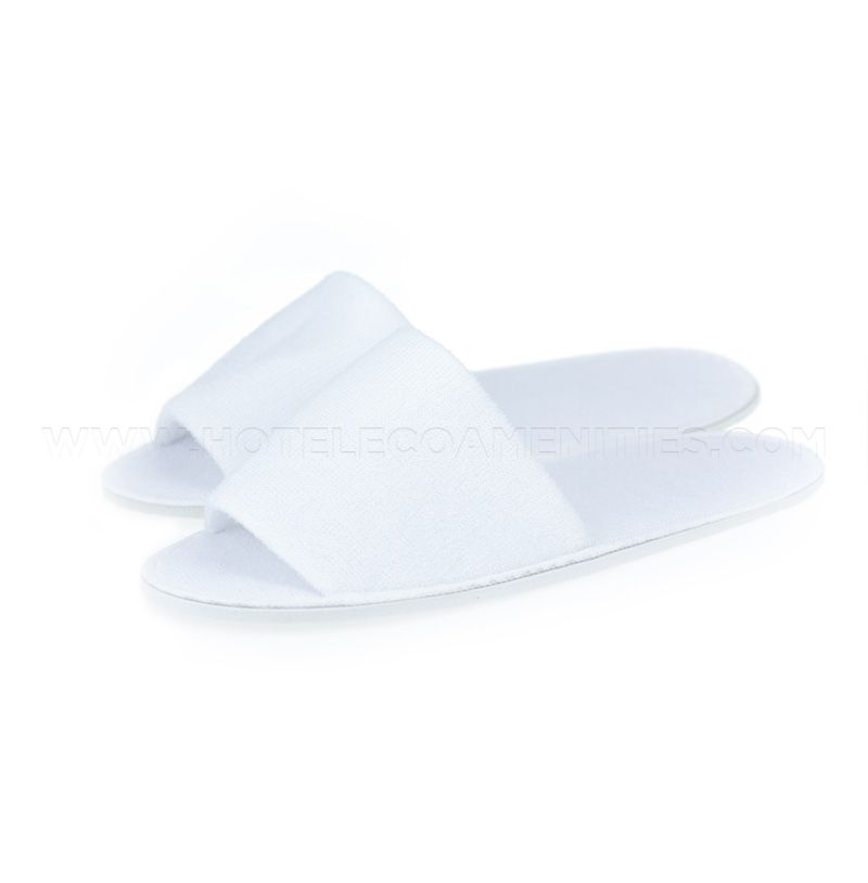 White Terry Open Toe Hotel Slippers