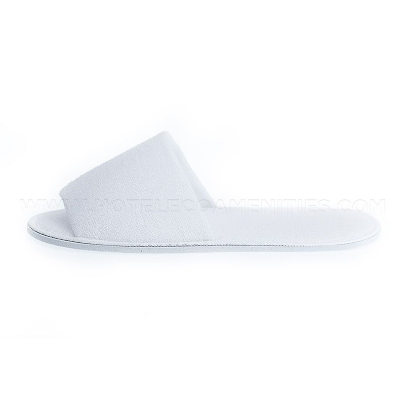 White Terry Open Toe Hotel Slippers
