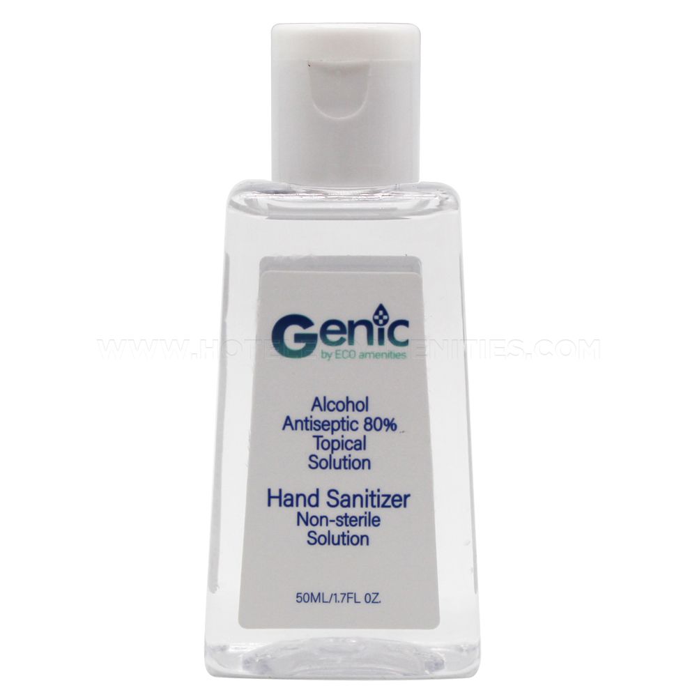 Genic by ECO Amenities 1.7oz/50ml Travel Size 80% Alcohol Antibacterial Hand Sanitizer in Bulk 100 Count