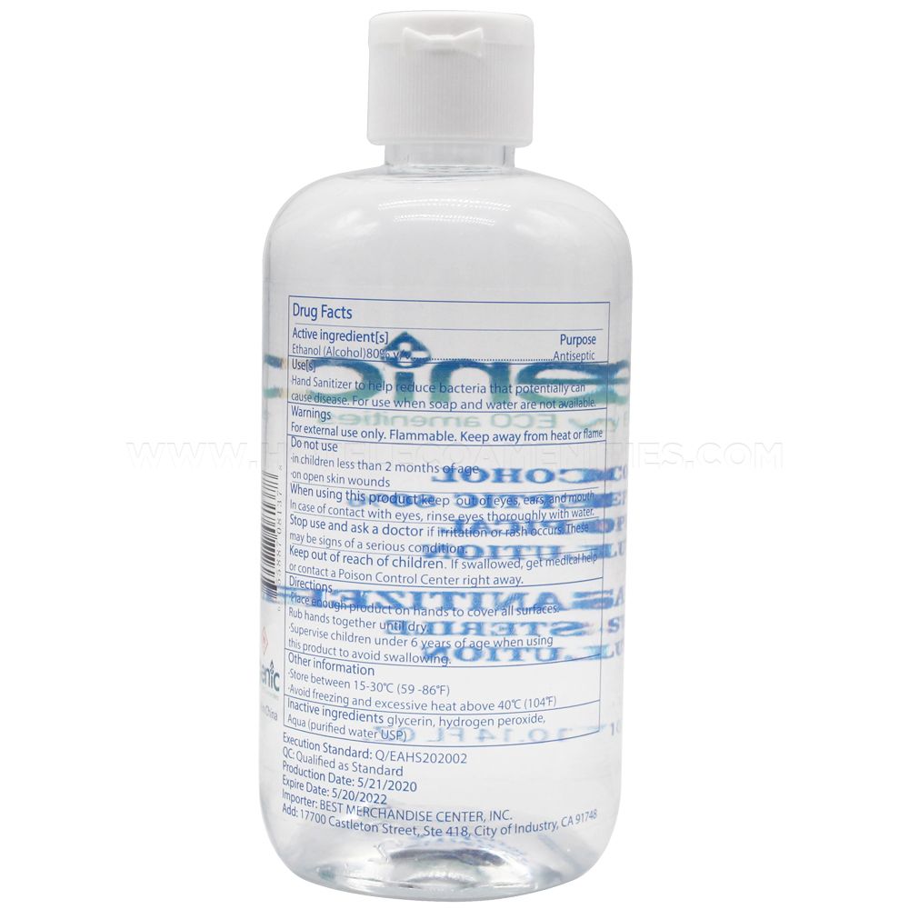 Genic by ECO Amenities 10.14oz/300ml 80% Alcohol Antibacterial Hand Sanitizer in Bulk 12 Count